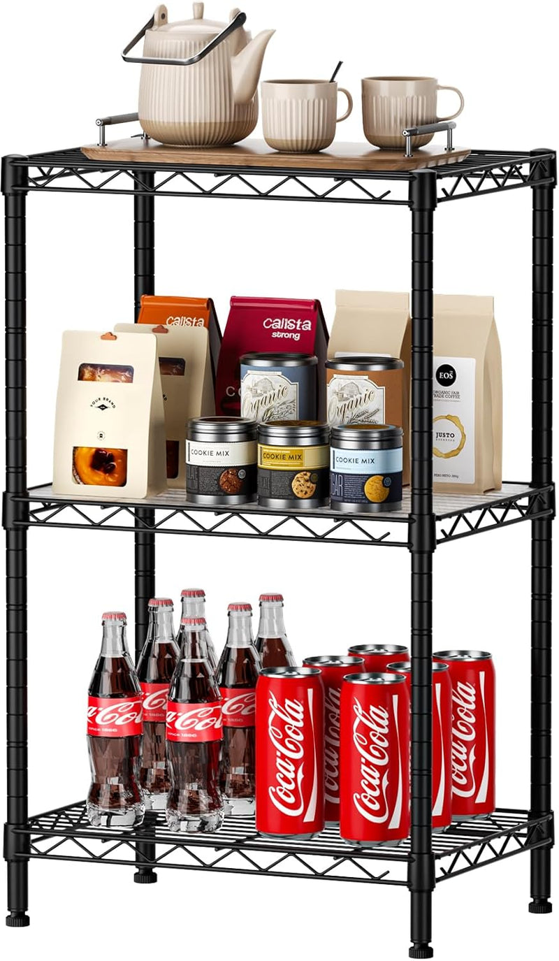 3 Tier Adjustable Metal Storage Shelves Wire Rack Organizer, Black - main product image