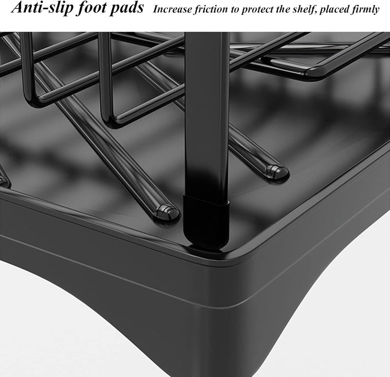 2-Tier Large Dish Drying Rack with Drainboard and Utensil Holder