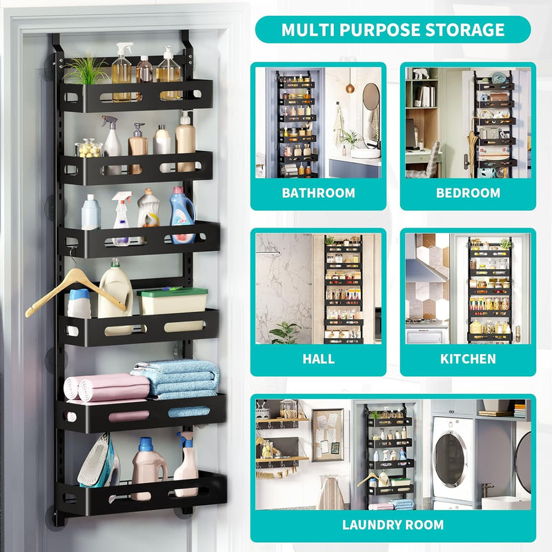 6 Tier Over Door Pantry Organiser with Adjustable Baskets