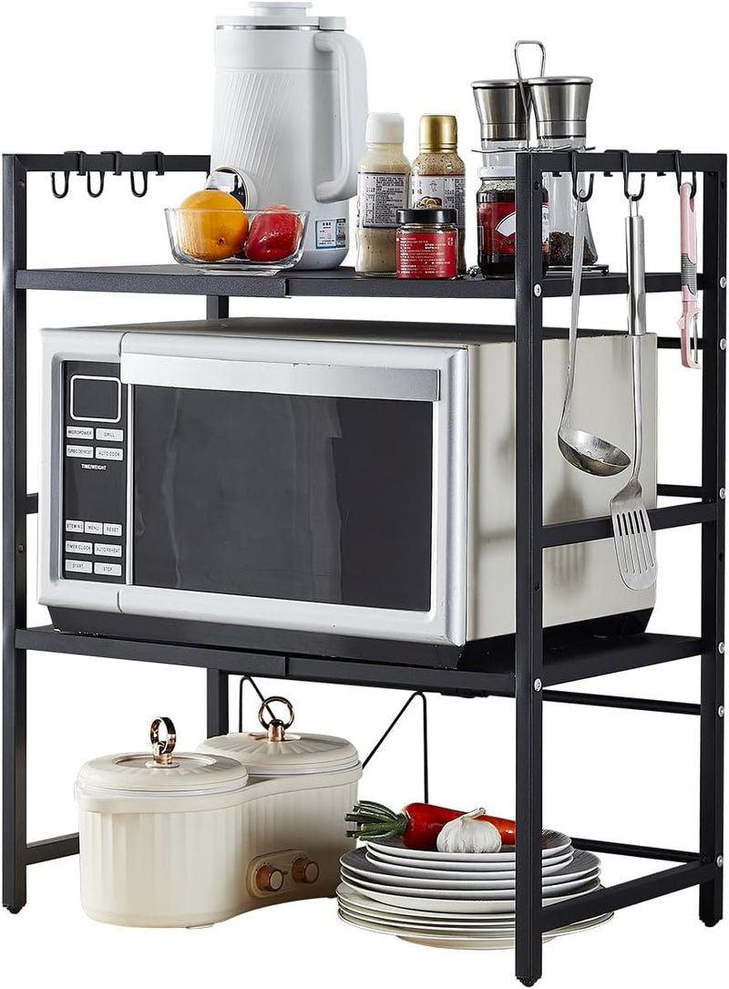 3-Tier Microwave Oven Rack Adjustable Metal Shelf Stand