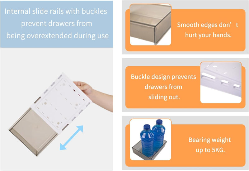 Under Desk Storage Drawers - 3-Pack Pull Out Organizers for Home or Office, Black - size and scale view