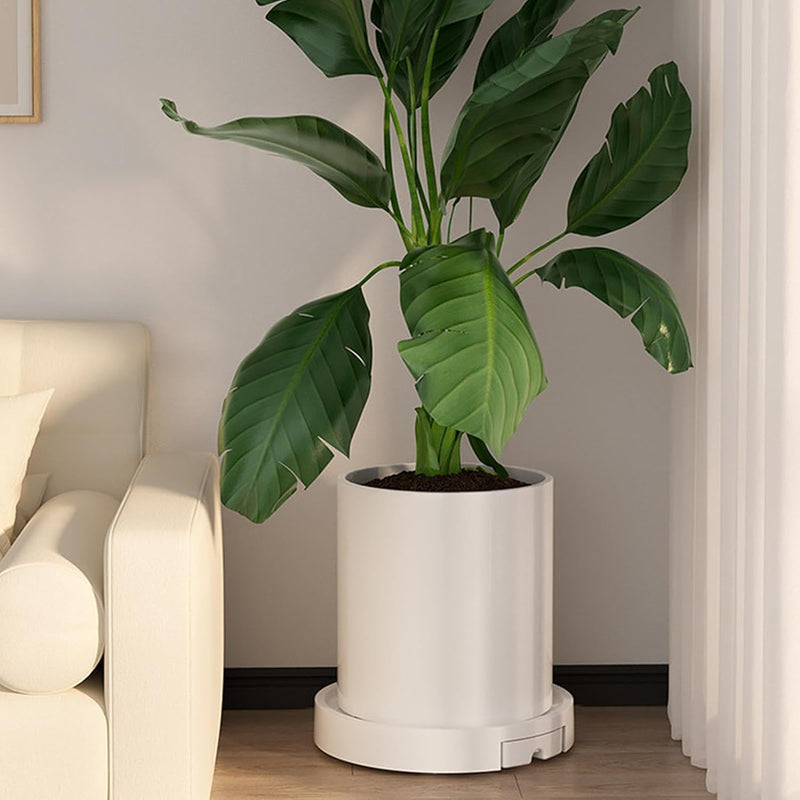 Rolling Plant Stand with 360° Wheels for Indoor Pots (26 cm), White - alternate angle
