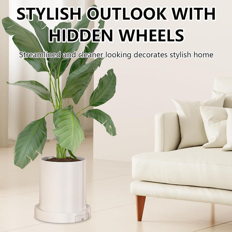 Rolling Plant Stand with 360° Wheels for Indoor Pots (26 cm), White - detail view
