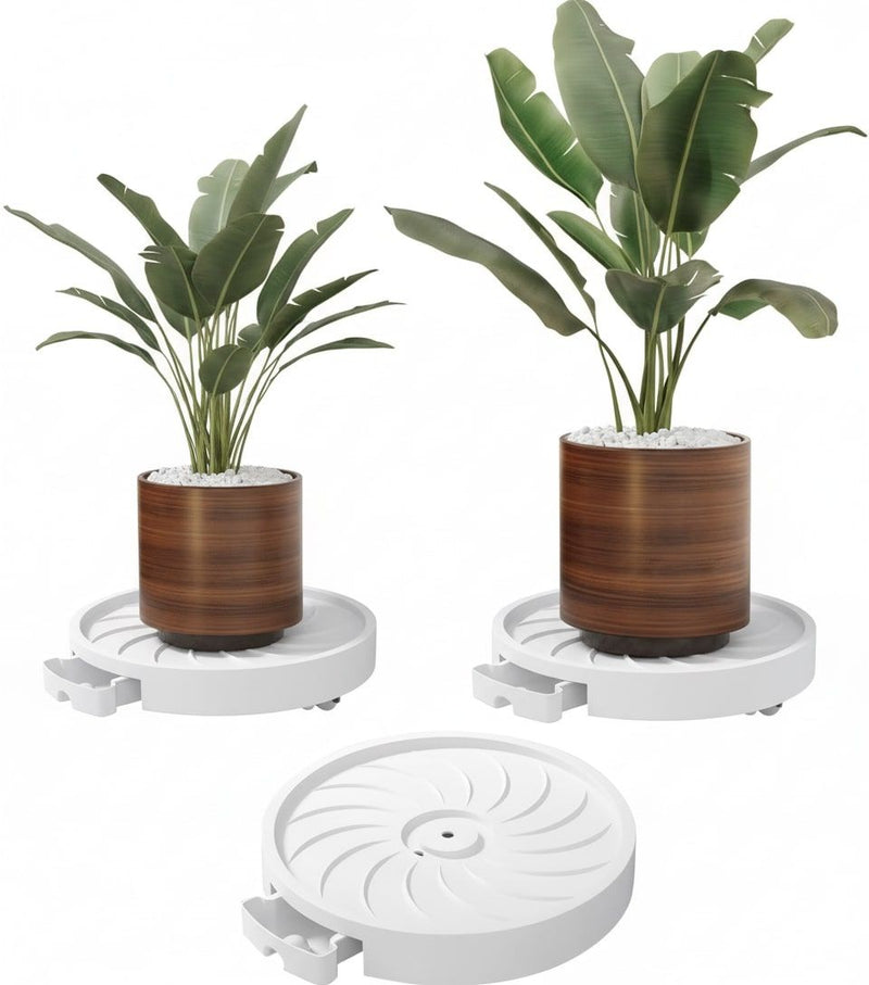 2-Pack Rolling Plant Stand with 360° Wheels for Indoor Pots (26 cm), White - main product image