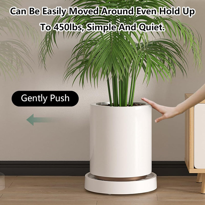 2-Pack Rolling Plant Stand with 360° Wheels for Indoor Pots (26 cm), White - size and scale view
