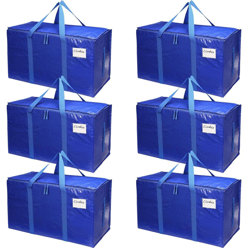 6-Pack Large Moving Storage Bags with Zippers & Handles