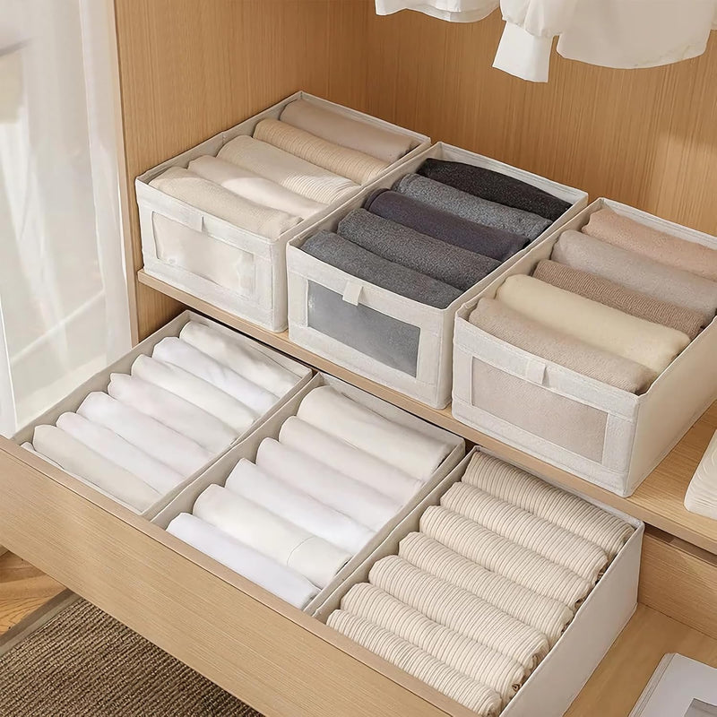 6 Pack Fabric Storage Bins with Clear Window for Organising