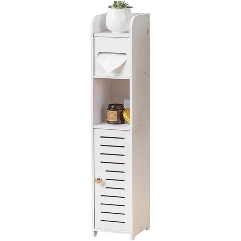 Slim Bathroom Cabinet with Toilet Paper Holder for Laundry Room