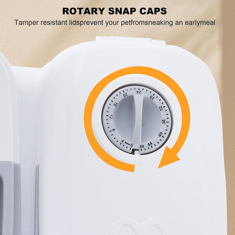 2 Meal Automatic Pet Feeder with Timer for Cats and Dogs, White - size and scale view