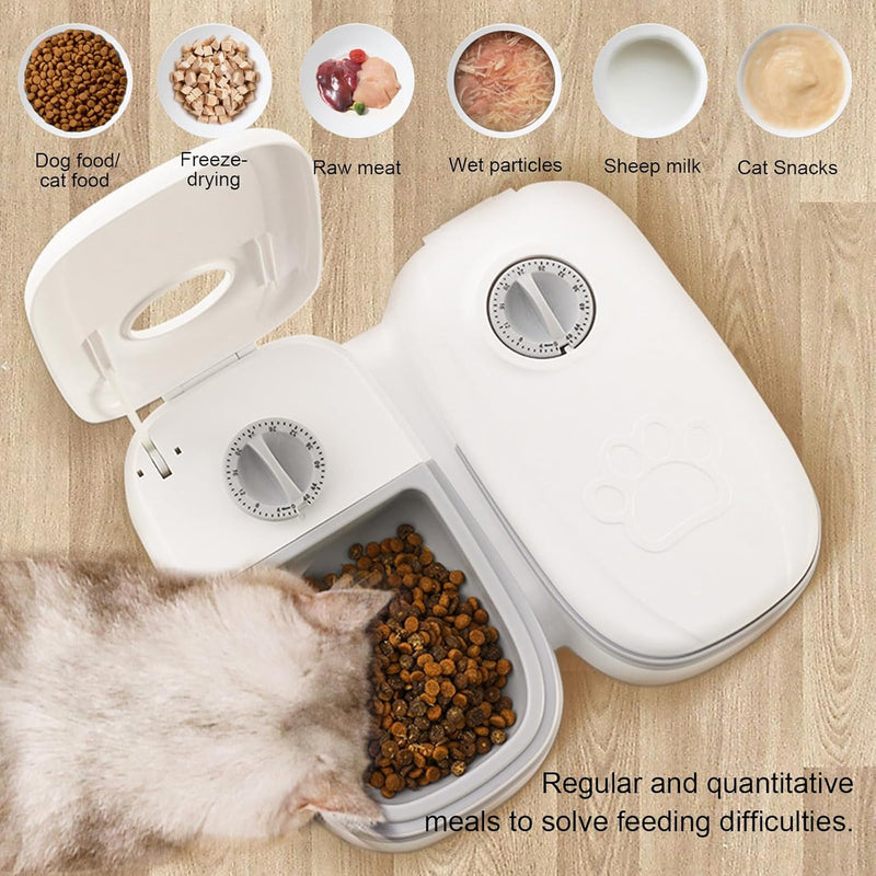 2 Meal Automatic Pet Feeder with Timer for Cats and Dogs
