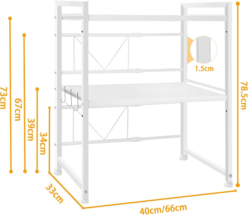 3-Tier Microwave Oven Rack Adjustable Metal Shelf Stand