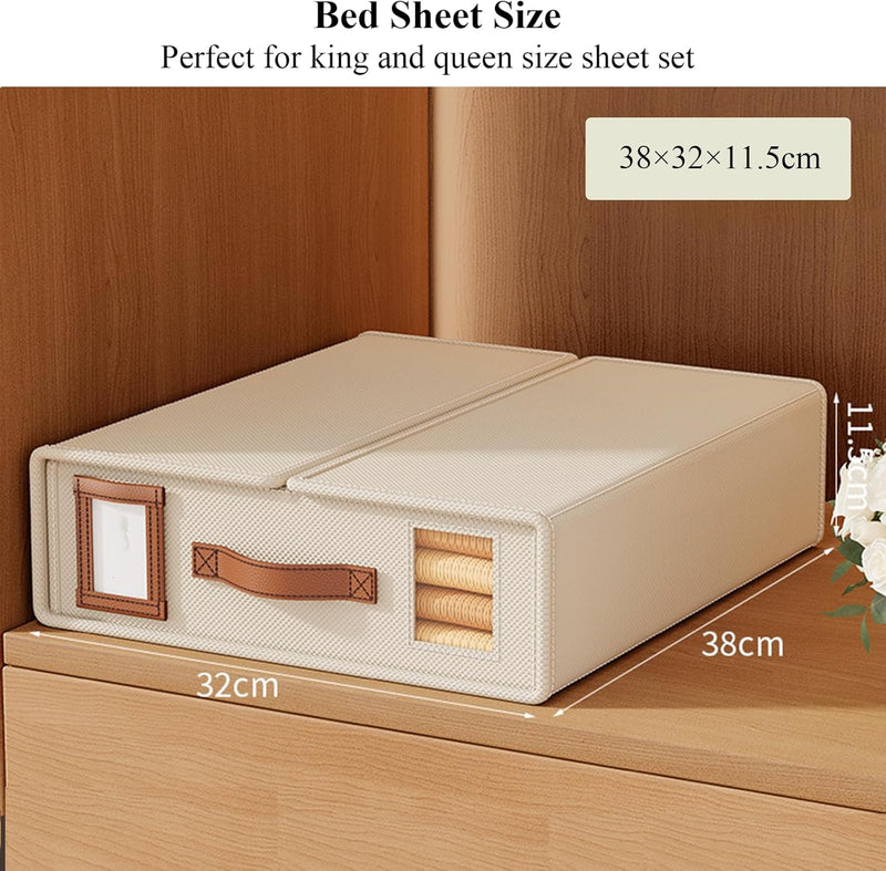 Bed Sheet Organizer Set of 8 with Handle & Window for Bedding Storage, Linen - alternate angle