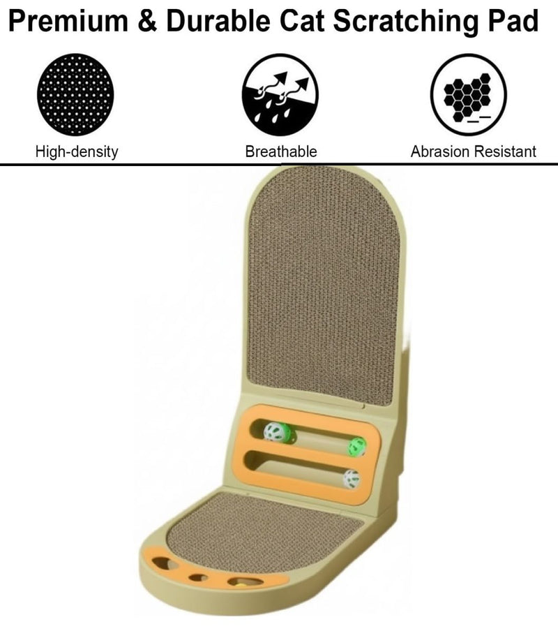 Vertical Cat Scratching Board with Built-In Ball Toy, Green - detail view