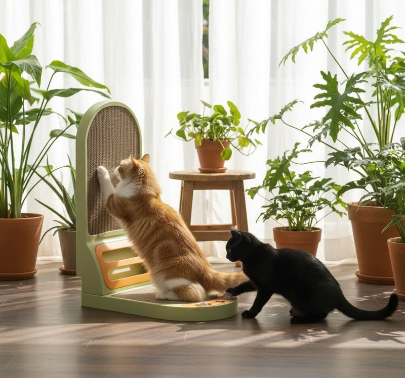 Vertical Cat Scratching Board with Built-In Ball Toy, Green - additional product view