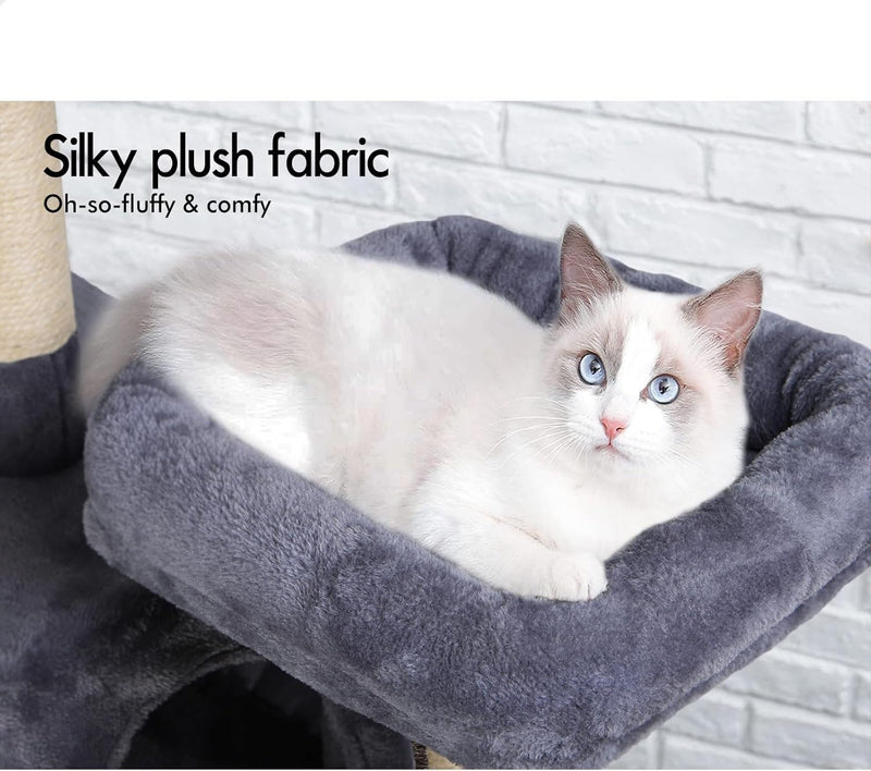 180cm Cat Tree Tower for Indoor Cats with Plush Perches & Dual Condos