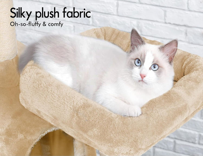 180cm Cat Tree Tower for Indoor Cats with Plush Perches & Dual Condos