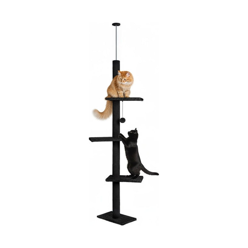 Floor to Ceiling Cat Tree Tower Adjustable 230 - 286cm Black - main product image