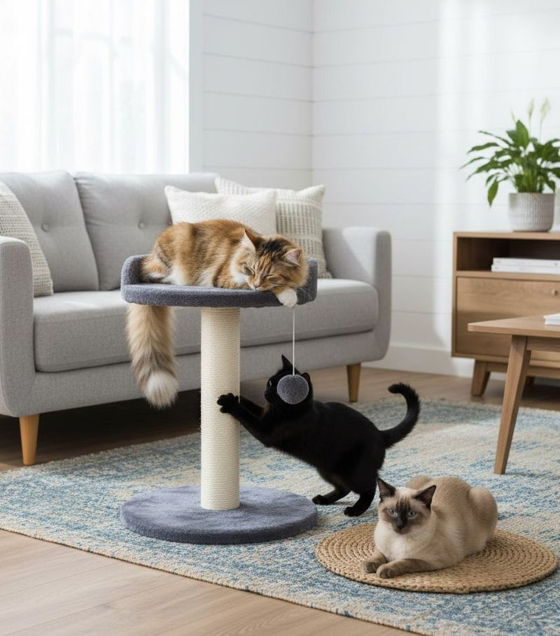 Cat Tree Tower for Indoor Cats with Plush Perch, Grey - alternate angle