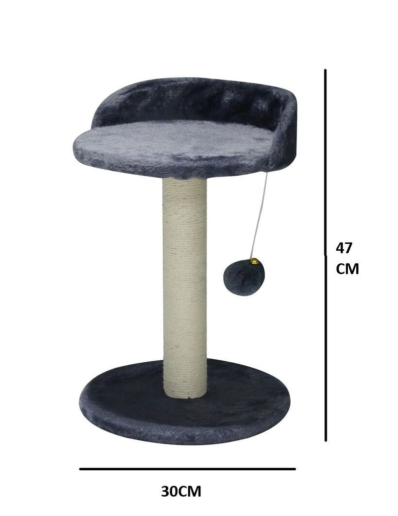 Cat Tree Tower for Indoor Cats with Plush Perch, Grey - detail view