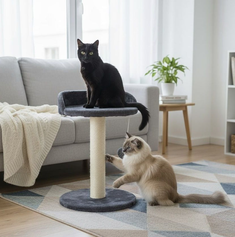 Cat Tree Tower for Indoor Cats with Plush Perch, Grey - size and scale view
