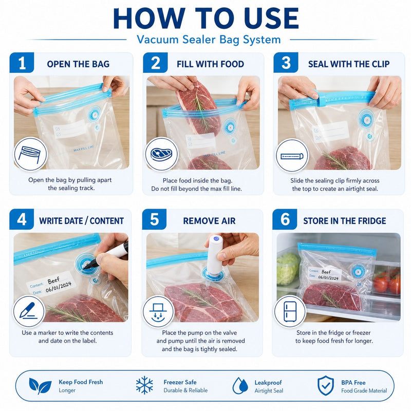 Automatic Vacuum Sealer Kit with Reusable Bags