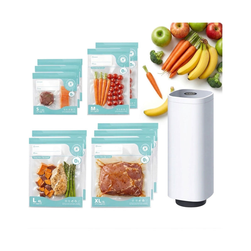 Automatic Vacuum Sealer Kit, 10 Reusable Bags in White - main product image