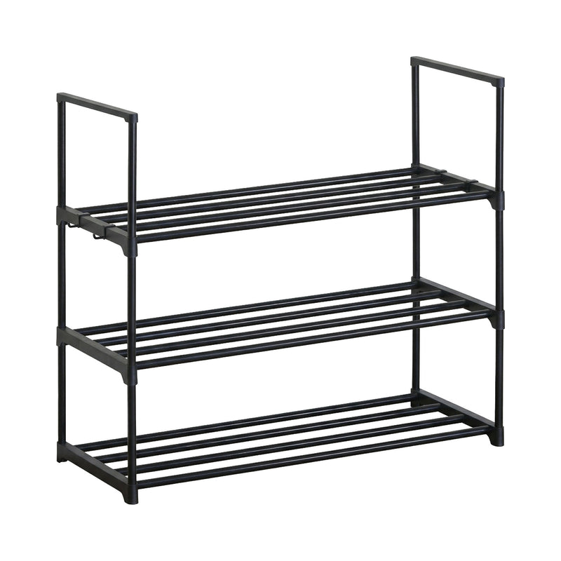 3-Tier Metal Shoe Rack for Small Spaces - Black