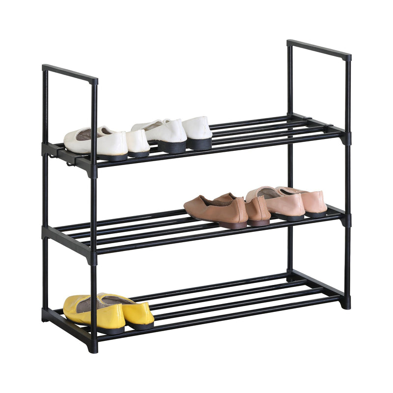 3 Tier Metal Shoe Rack, Steel Storage Organiser, Black - main product image