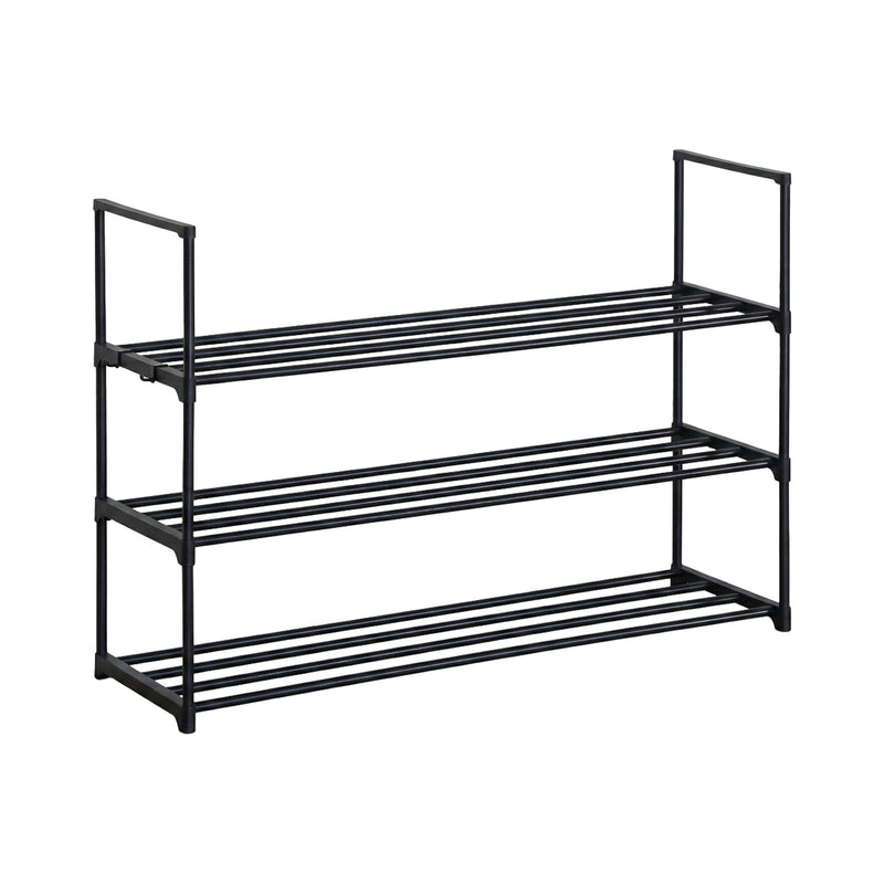 3-Tier Metal Shoe Rack Free Standing Organiser Black