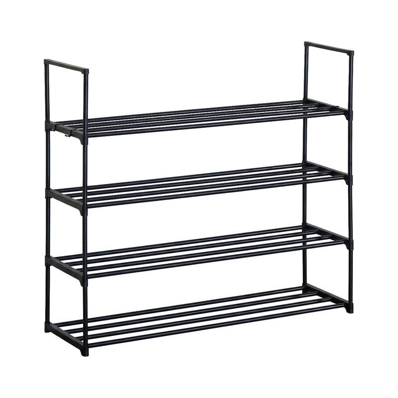4-Tier Metal Shoe Rack Free Standing Organiser Black