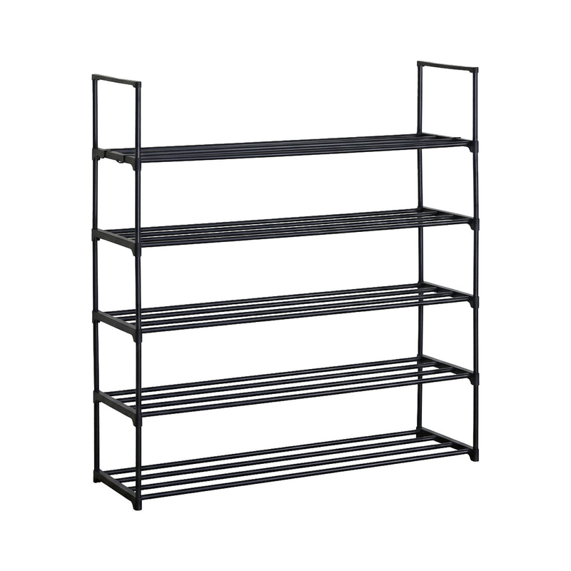 5-Tier Metal Shoe Rack Free-Standing Organiser Black