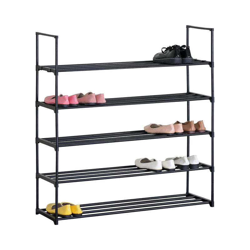 5 Tier Metal Shoe Rack, Free-Standing Organiser, Black - main product image