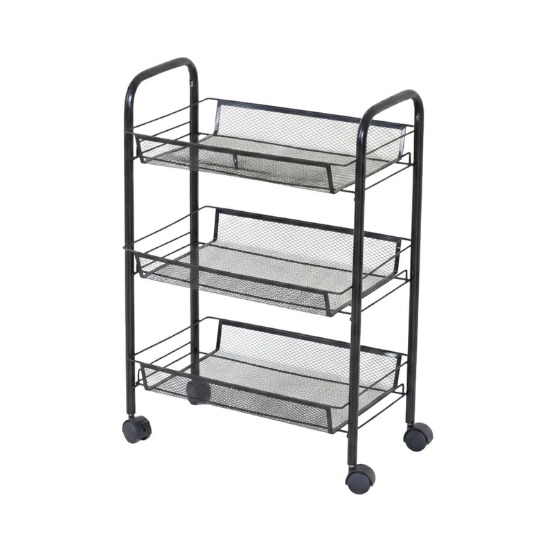 3-Tier Rolling Kitchen Trolley Cart with Mesh Baskets