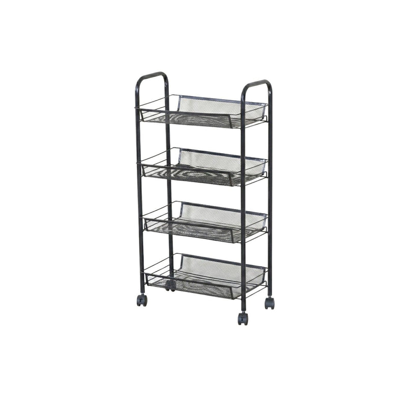 4-Tier Rolling Kitchen Trolley Cart with Mesh Baskets