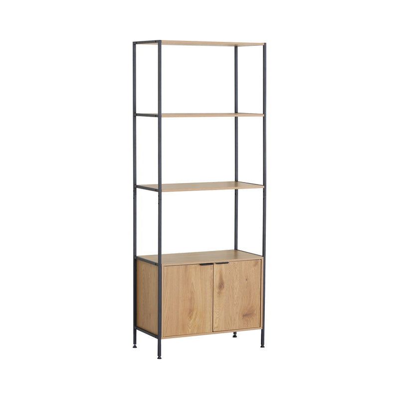 Bookcase with Cabinet 3-Tier Display Shelf Brown