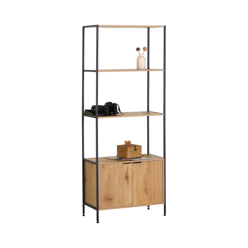 Bookcase with Cabinet, 3 Shelf Display Storage, Brown - main product image