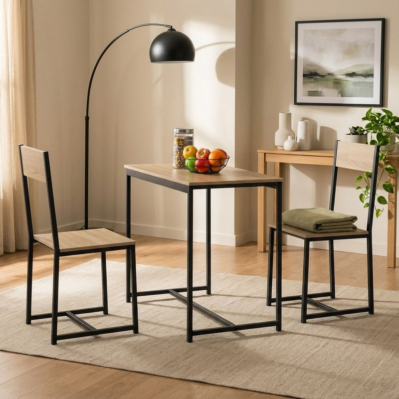 3-Piece Dining Table Set with 2 Chairs for Small Spaces