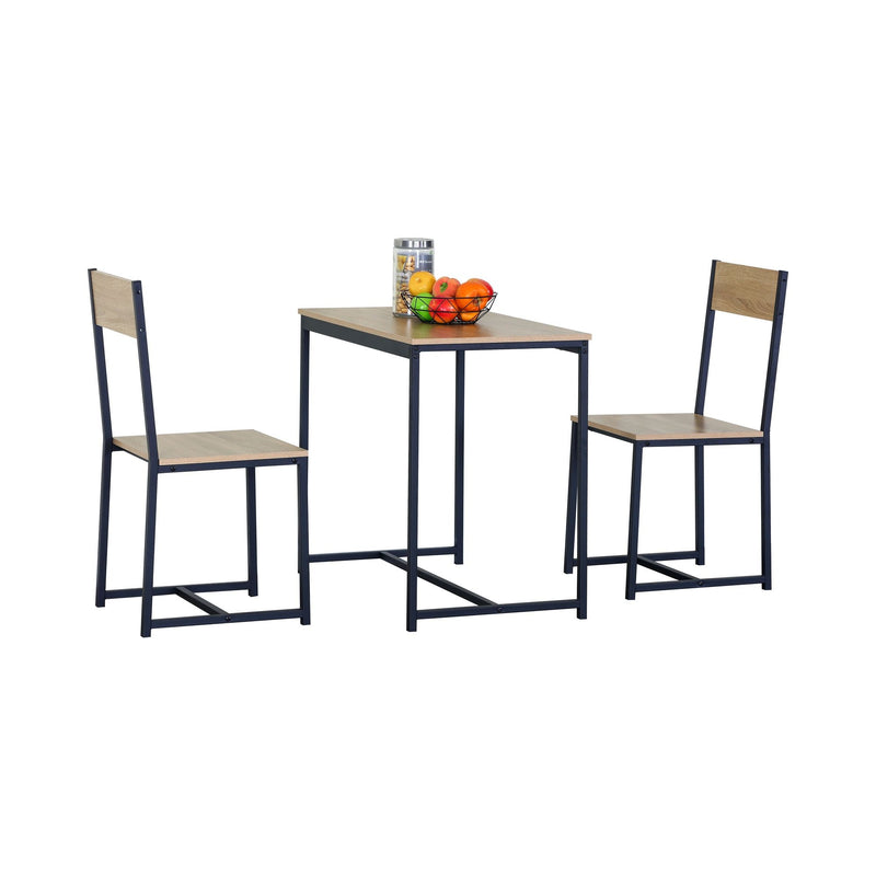 3-Piece Dining Table Set, Square Table 2 Chairs, Brown - main product image