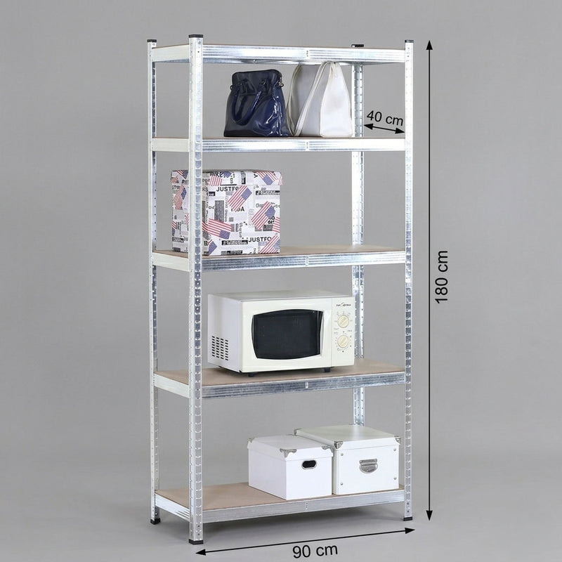 5 Tier Steel Shelving Unit, Garage Storage Shelf, Silver in Silver - detail view