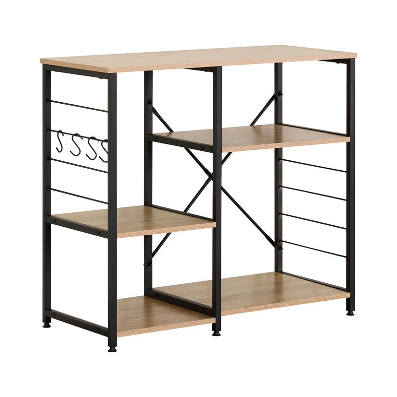 Kitchen Bakers Rack 4-Tier Storage Unit with Hooks