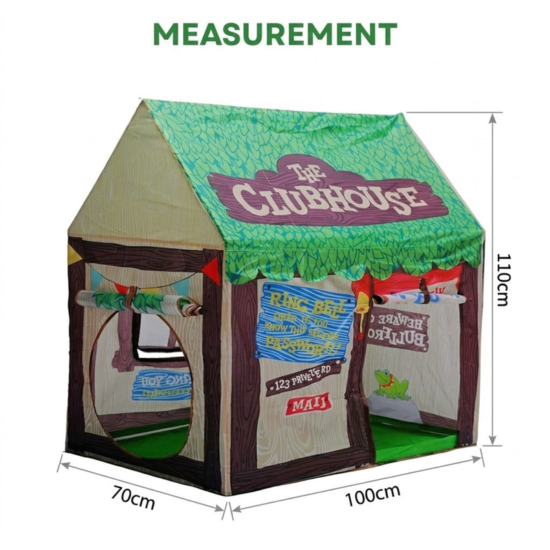 Kids Clubhouse Play Tent for Imaginative Fun, Green - size and scale view
