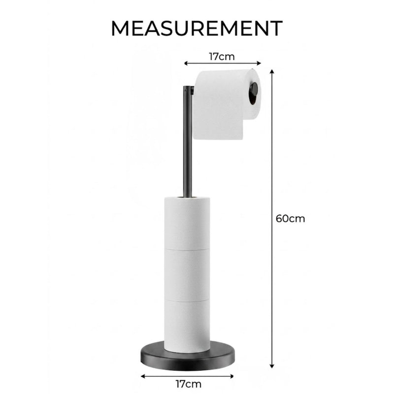 Toilet Paper Holder Stand with Storage Black Metal - size and scale view