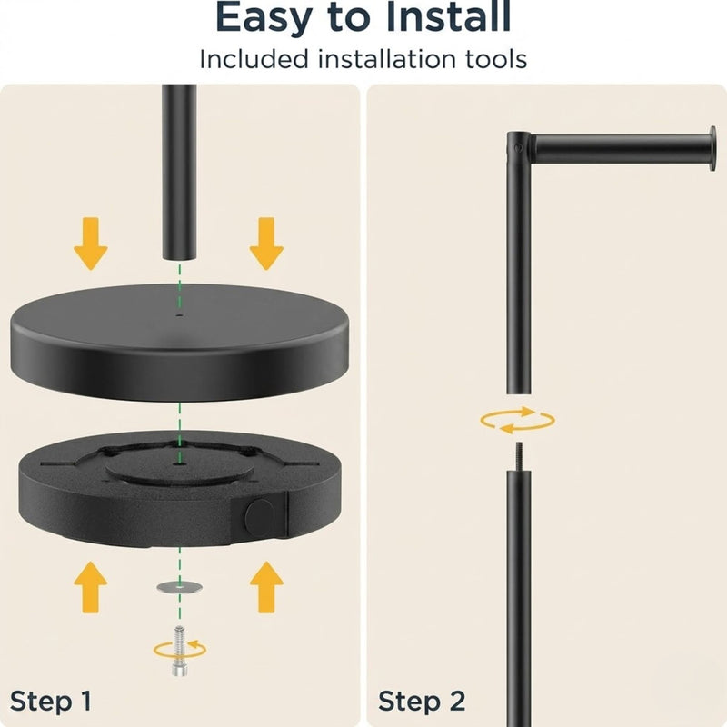 Toilet Paper Holder Stand with Storage Black Metal