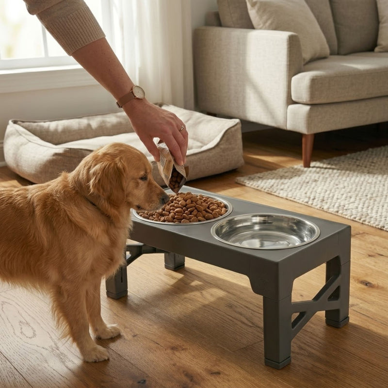 Raised Dog Bowl Stand Adjustable Height for All Dogs & Cats
