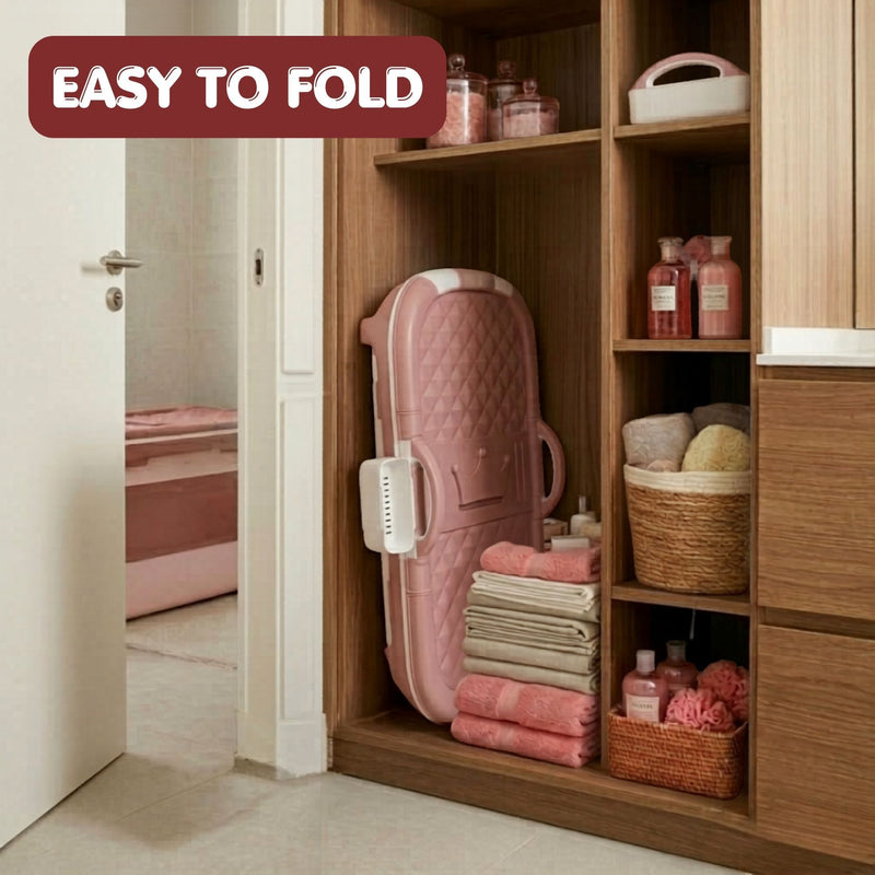 Foldable Bathtub Adult Collapsible Soaking Tub Pink