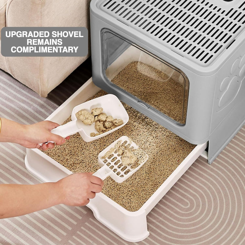 Foldable Enclosed Cat Litter Box with Scoop Grey - additional product view