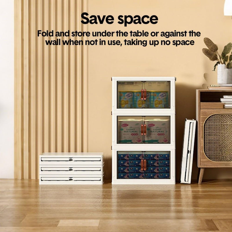3 Tier Stackable Storage Cabinet with Wheels