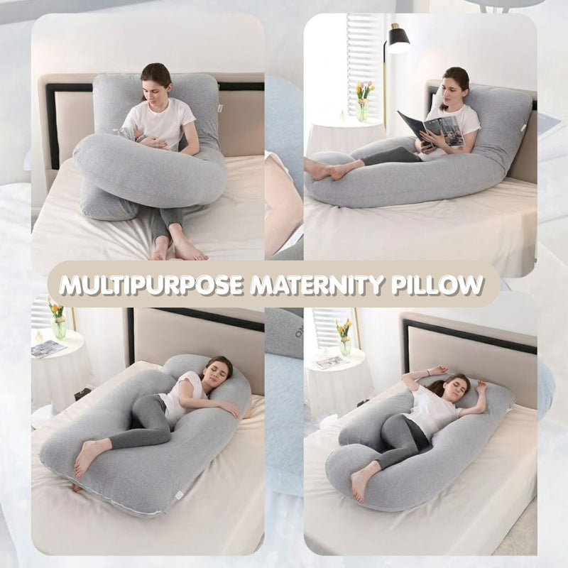 U Shaped Pregnancy Pillow for Full Body Support Grey