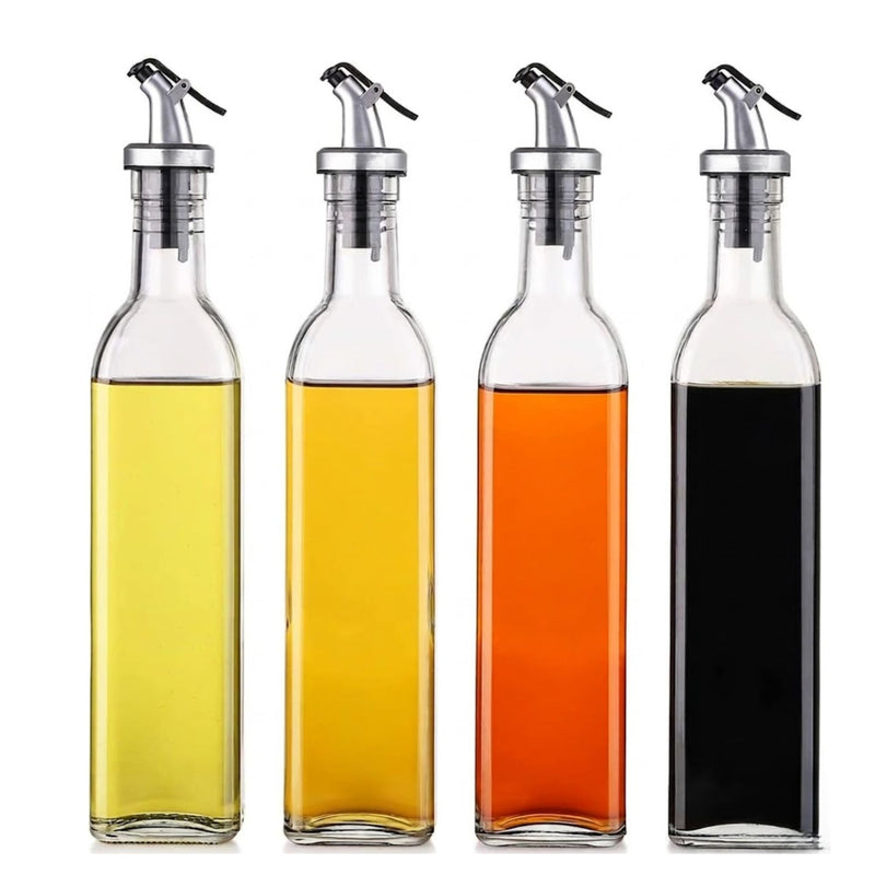 4 pack Glass Oil Dispenser Bottle 500ml Transparent Kitchen - main product image