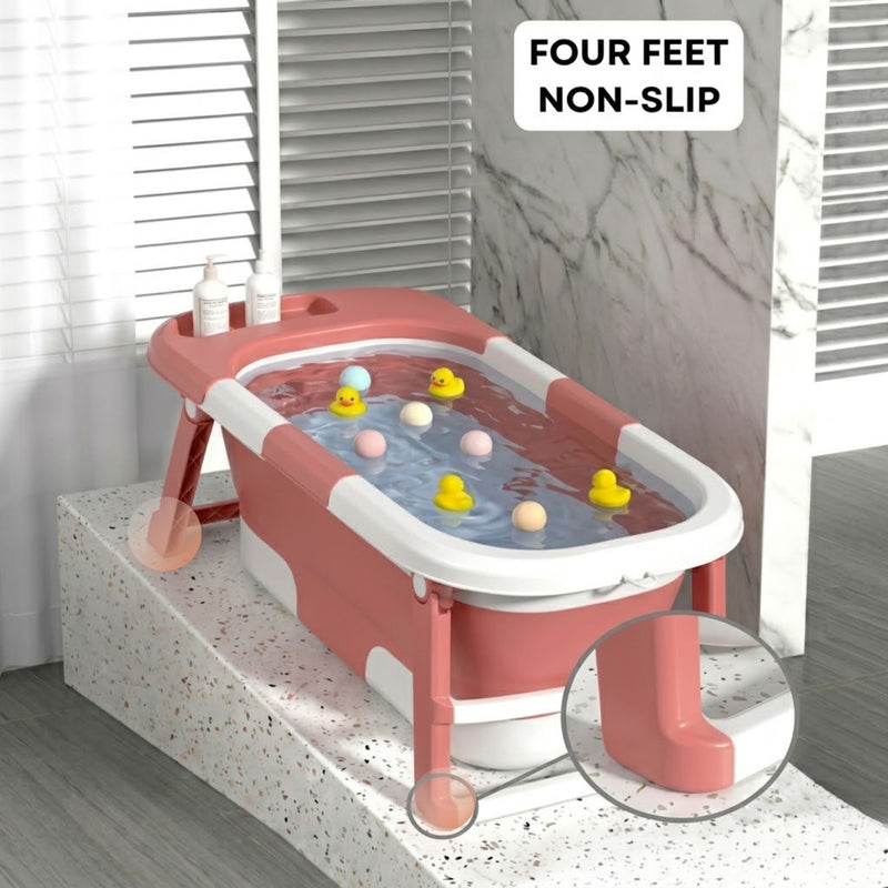 Foldable Baby Bath Tub for Infants and Toddlers Pink